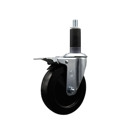 Service Caster 5'' Soft Rubber Swivel 1-1/8'' Expanding Stem Caster Total Lock Brake SCC-EXTTL20S514-SRS-118